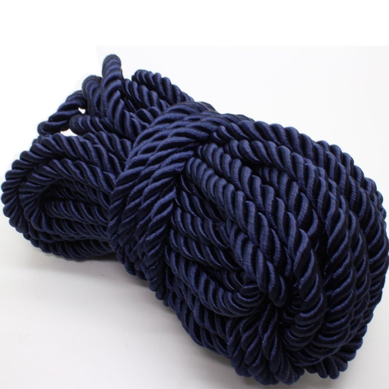 PAMIR TONG Navy Blue 5mm Twisted Satin Cord for Crafts 10 Yards Braided Decorative Cotton Cords Trims Polyester Twine Cord Thick Round Fabric Rope Thread for Sewing-DIY Projects Supplies - Image 1